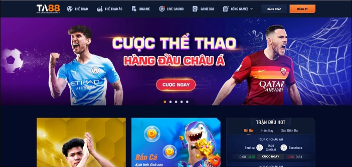 Giao diện website của nhà cái khuyến mại Ta88